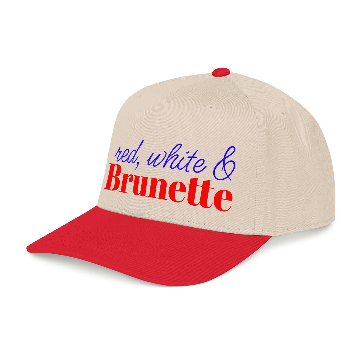 Red, White & brunette Baseball Cap