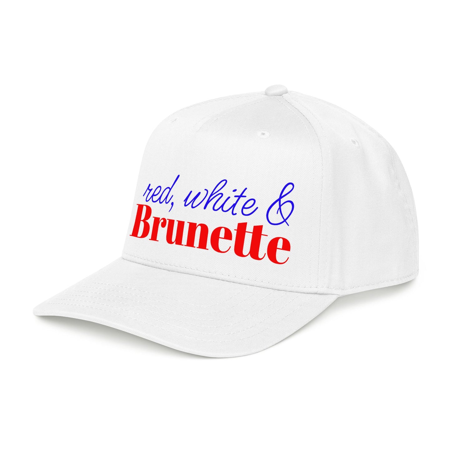 Red, White & brunette Baseball Cap