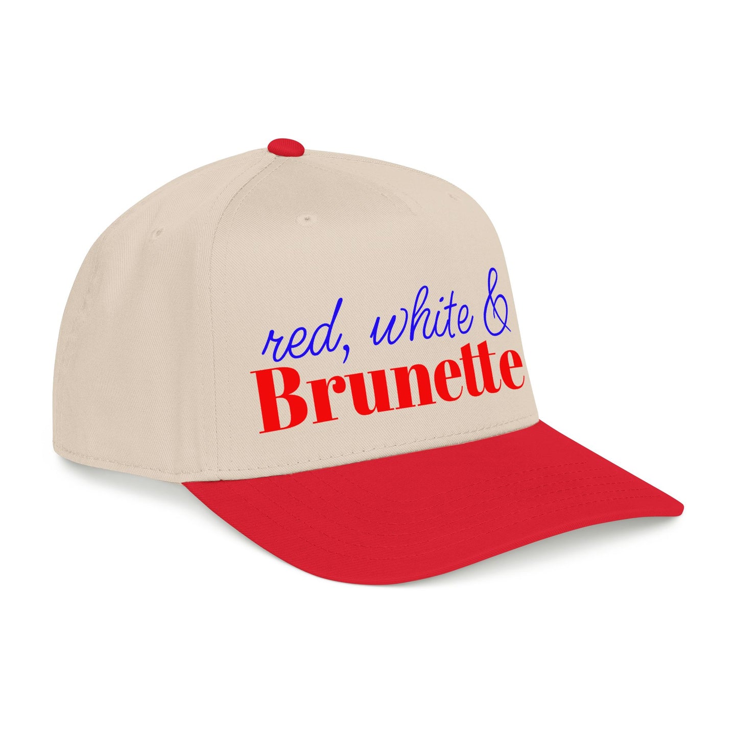 Red, White & brunette Baseball Cap
