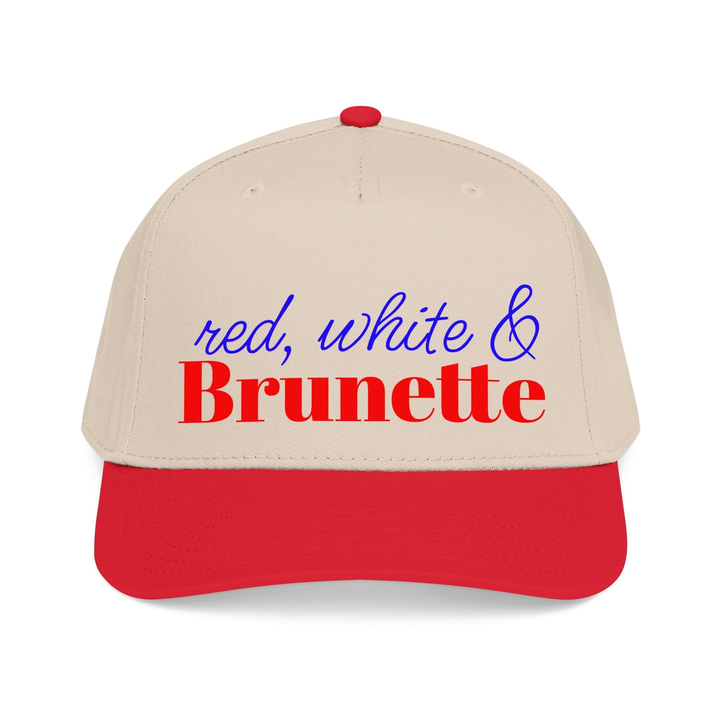 Red, White & brunette Baseball Cap