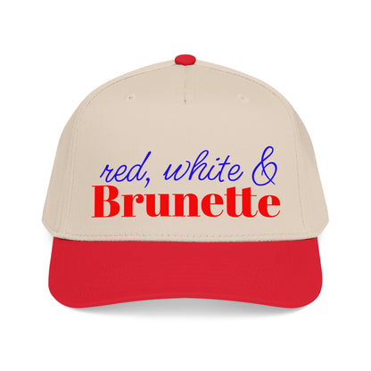 Red, White & brunette Baseball Cap