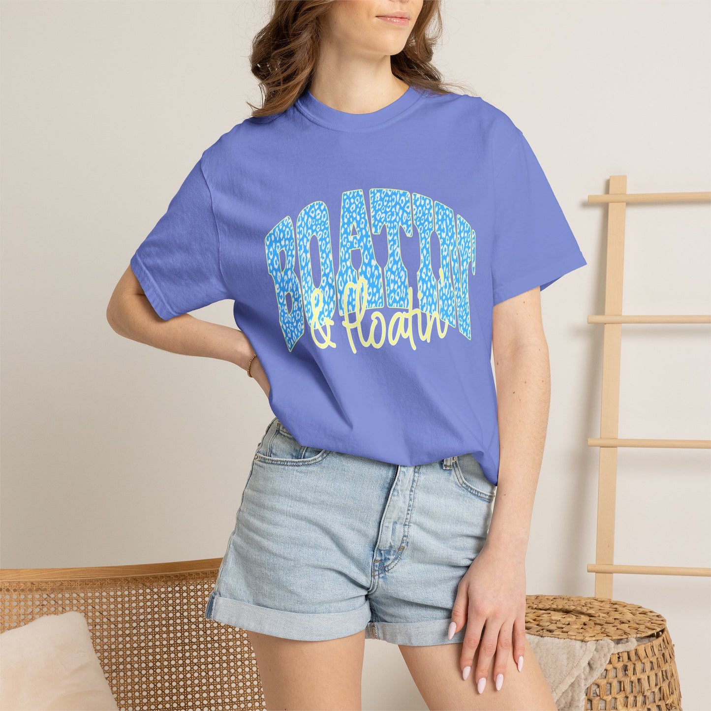 Boating Vibes T-Shirt — Retro Blue & Yellow Wave Graphic Tee