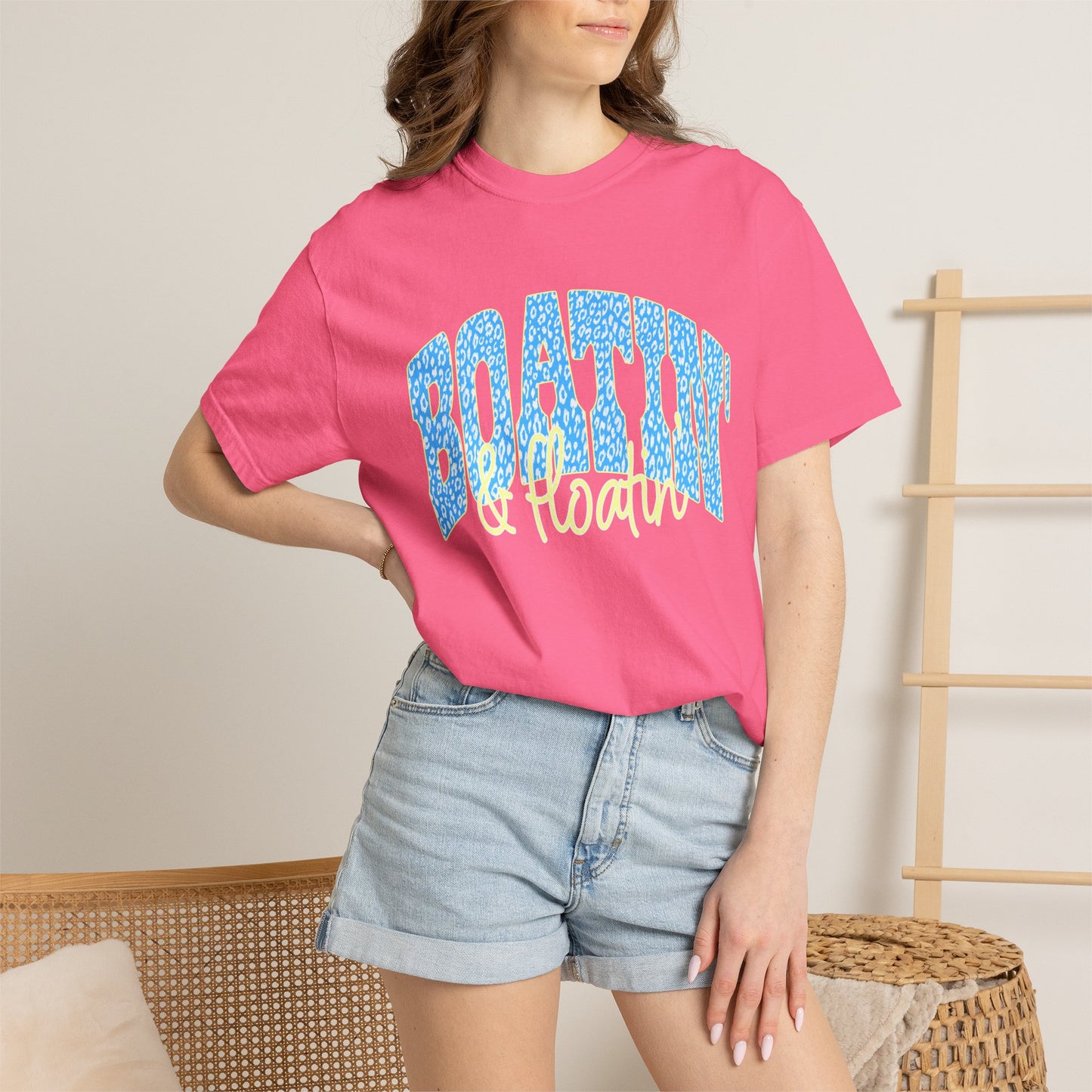 Boating Vibes T-Shirt — Retro Blue & Yellow Wave Graphic Tee
