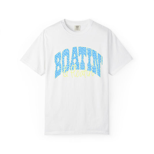 Boating Vibes T-Shirt — Retro Blue & Yellow Wave Graphic Tee