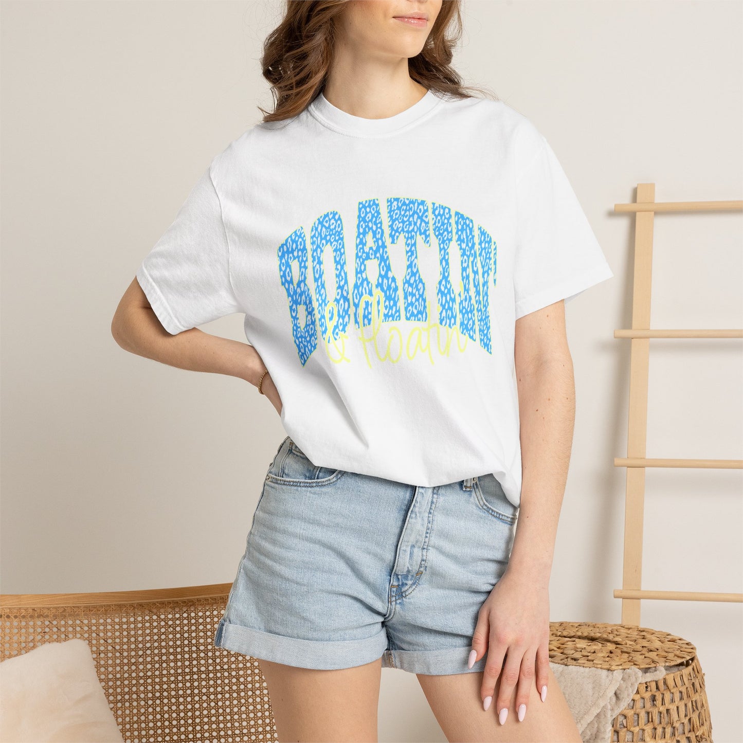 Boating Vibes T-Shirt — Retro Blue & Yellow Wave Graphic Tee