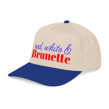 Red, White & brunette Baseball Cap
