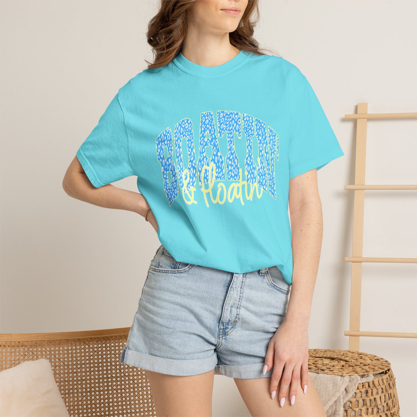 Boating Vibes T-Shirt — Retro Blue & Yellow Wave Graphic Tee