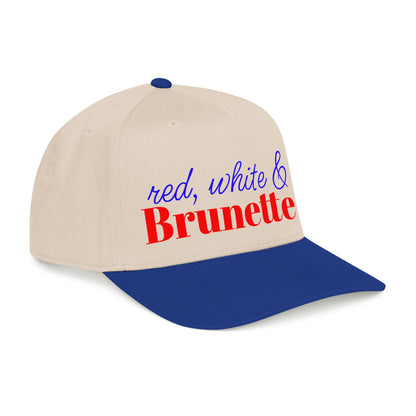 Red, White & brunette Baseball Cap