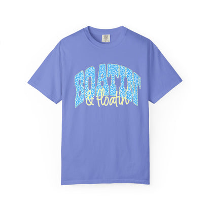 Boating Vibes T-Shirt — Retro Blue & Yellow Wave Graphic Tee