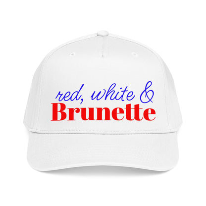 Red, White & brunette Baseball Cap