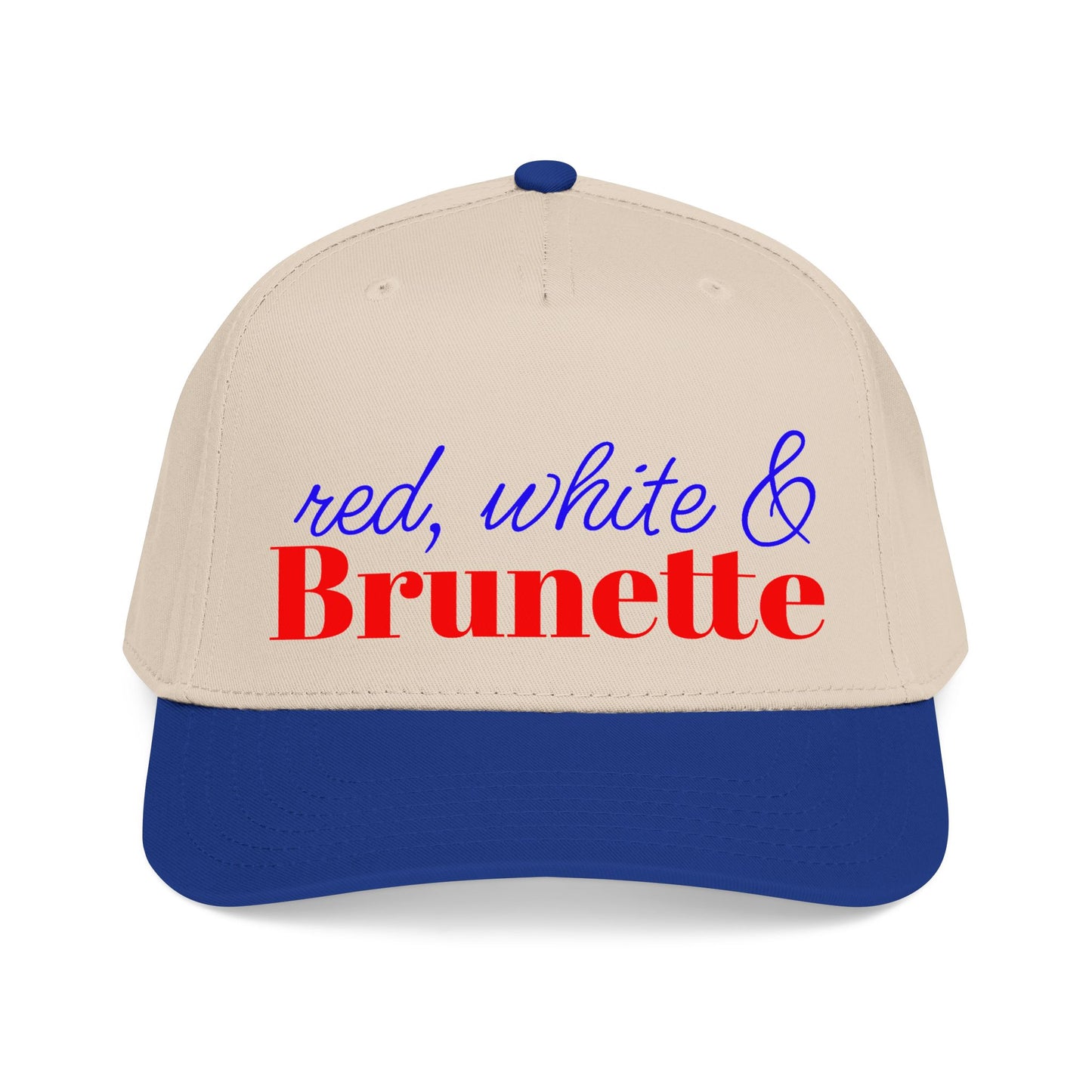 Red, White & brunette Baseball Cap