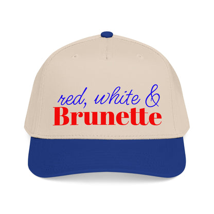 Red, White & brunette Baseball Cap