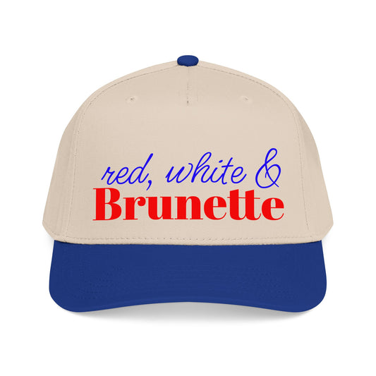 Red, White & brunette Baseball Cap