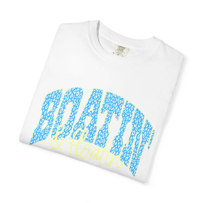 Boating Vibes T-Shirt — Retro Blue & Yellow Wave Graphic Tee