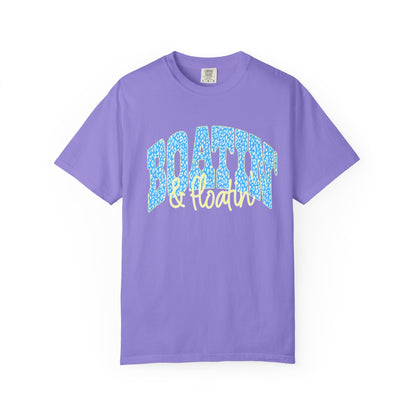 Boating Vibes T-Shirt — Retro Blue & Yellow Wave Graphic Tee