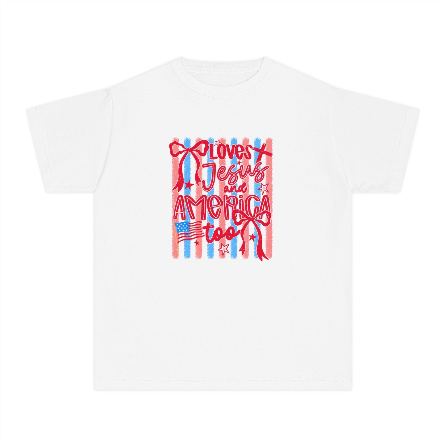 Youth Tee — "Loves Jesus and America Too"